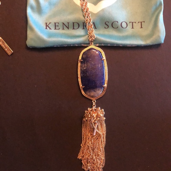 Kendra Scott lapis pendant with gold chain - Picture 2 of 3